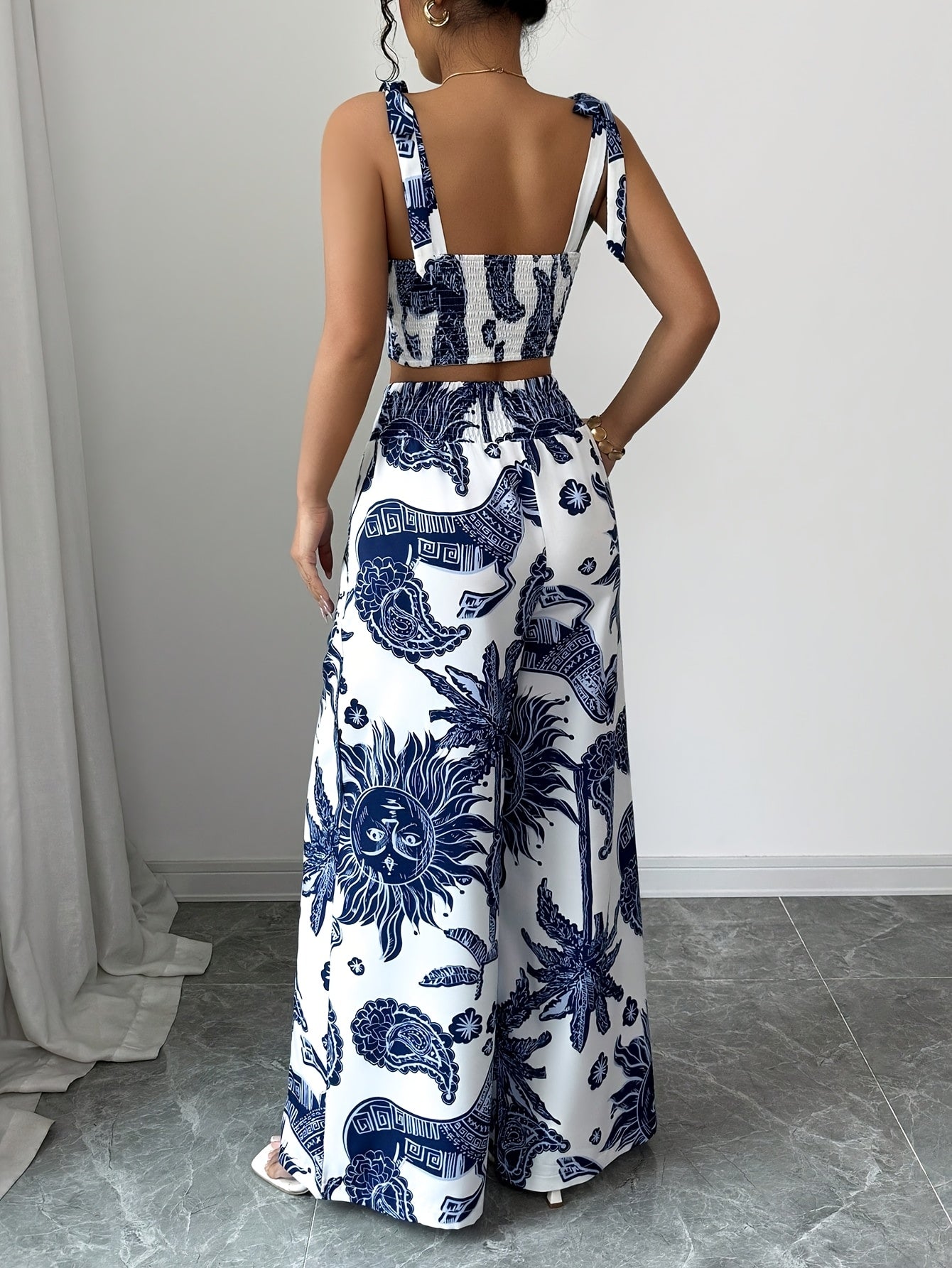 European and American Fashion Tropical Print Casual Vacation Set